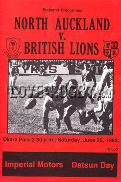 1983 North Auckland v British Lions  Rugby Programme